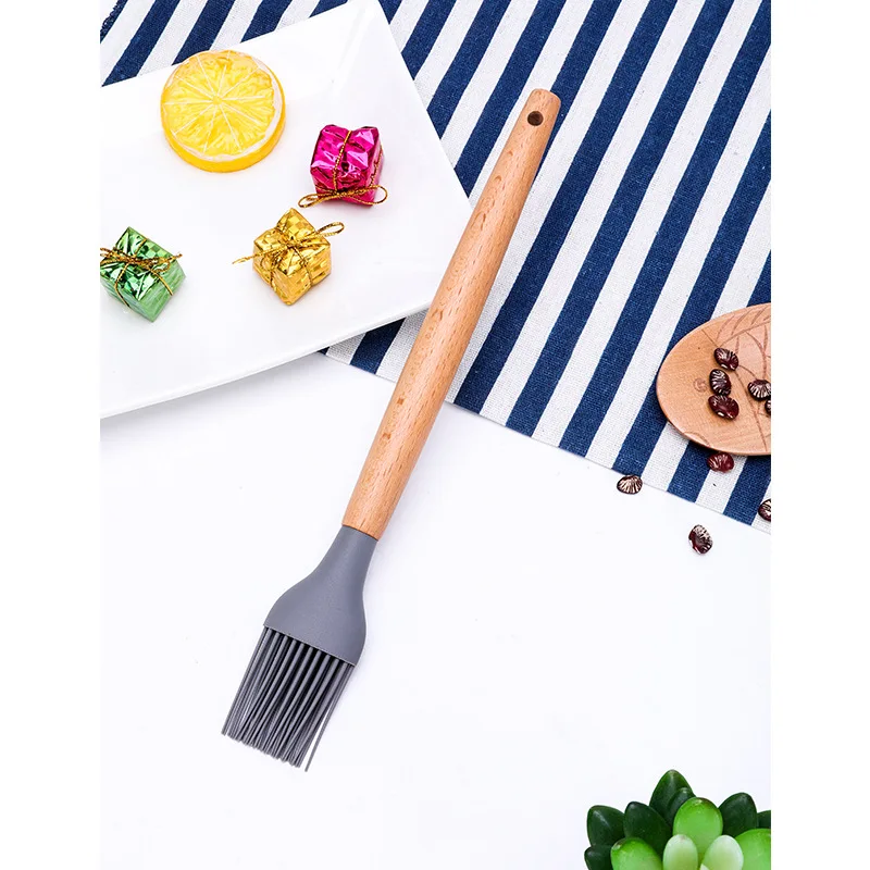 Non Toxic 12 pcs Cooking Tools Kitchenware Cocina Spatula Silicone Kitchen Utensils Set With Wooden Handles