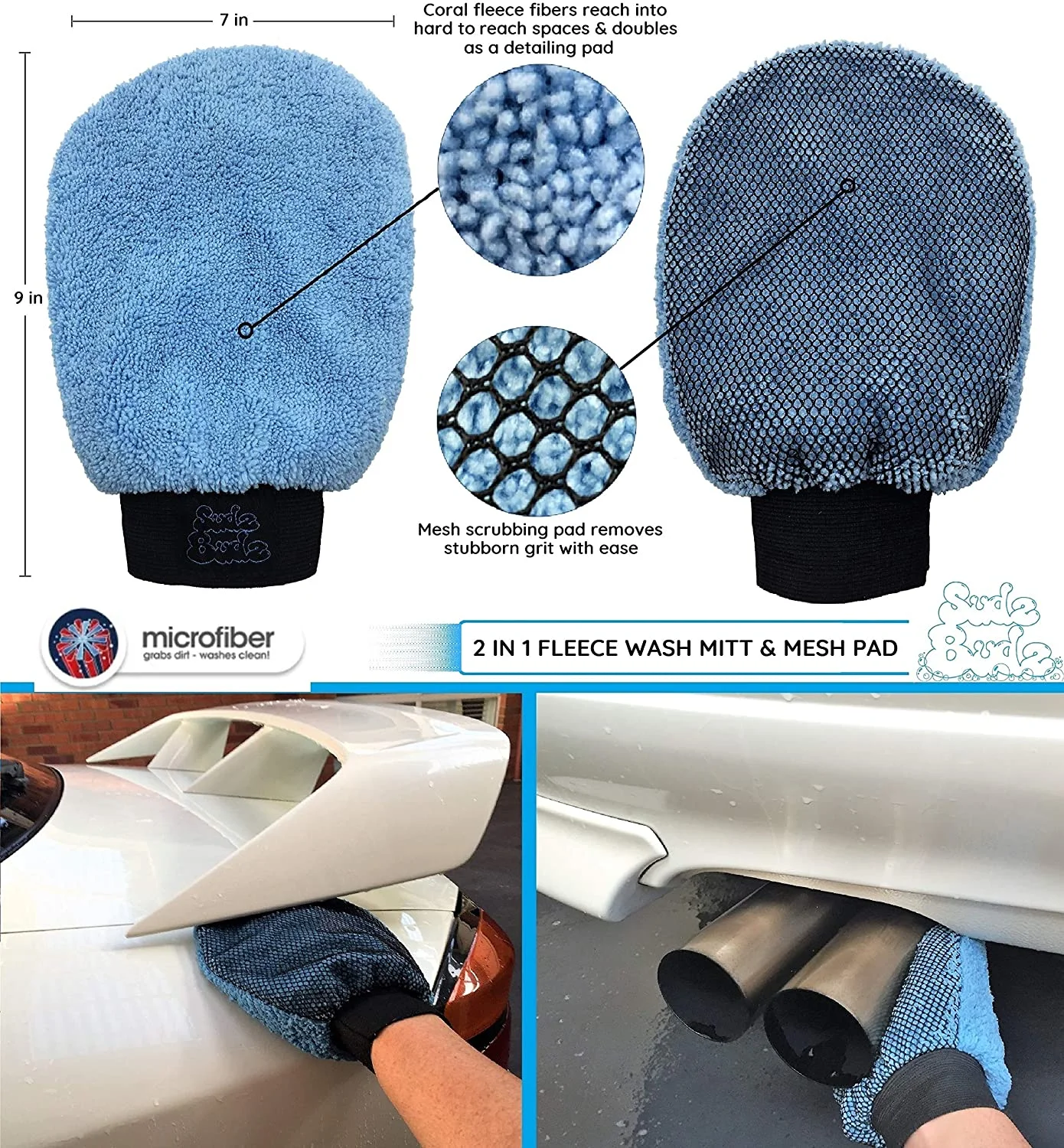 Premium Microfiber Car Wash Kit 8pcs Car Detailing Brush Set Chenille Mitt, Microfiber Towels, Wheel Brush