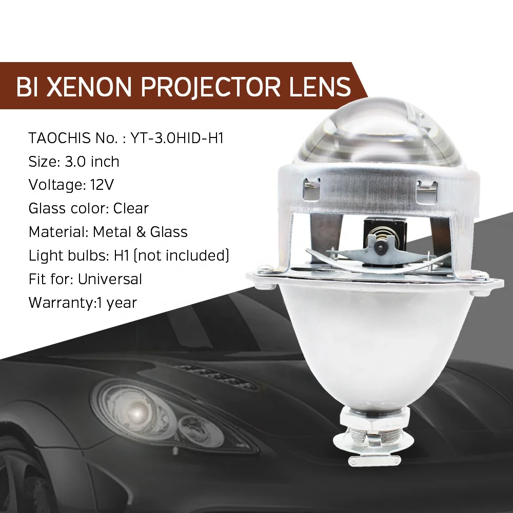 Автомобильная фара TAOCHIS, 3,0 дюйма, Биксеноновая фара, линза проектора для автомобиля, мотоцикла, передняя фара, Лампа H1, лампа, универсальная модификация фар