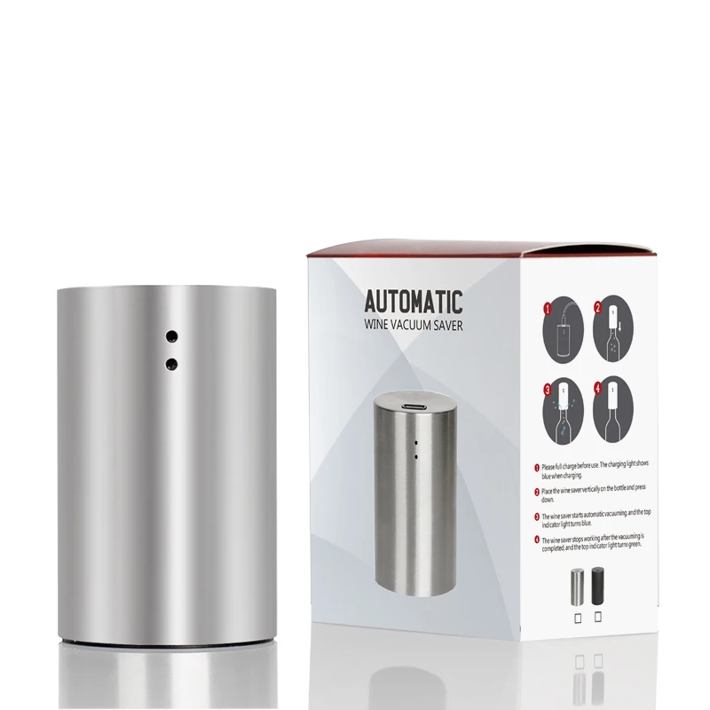 Top Custom Stainless Steel Automatic Vacuum Press-Type Wine Pump Stopper Electronic Kitchen Gadget for 2025 New Year Gift