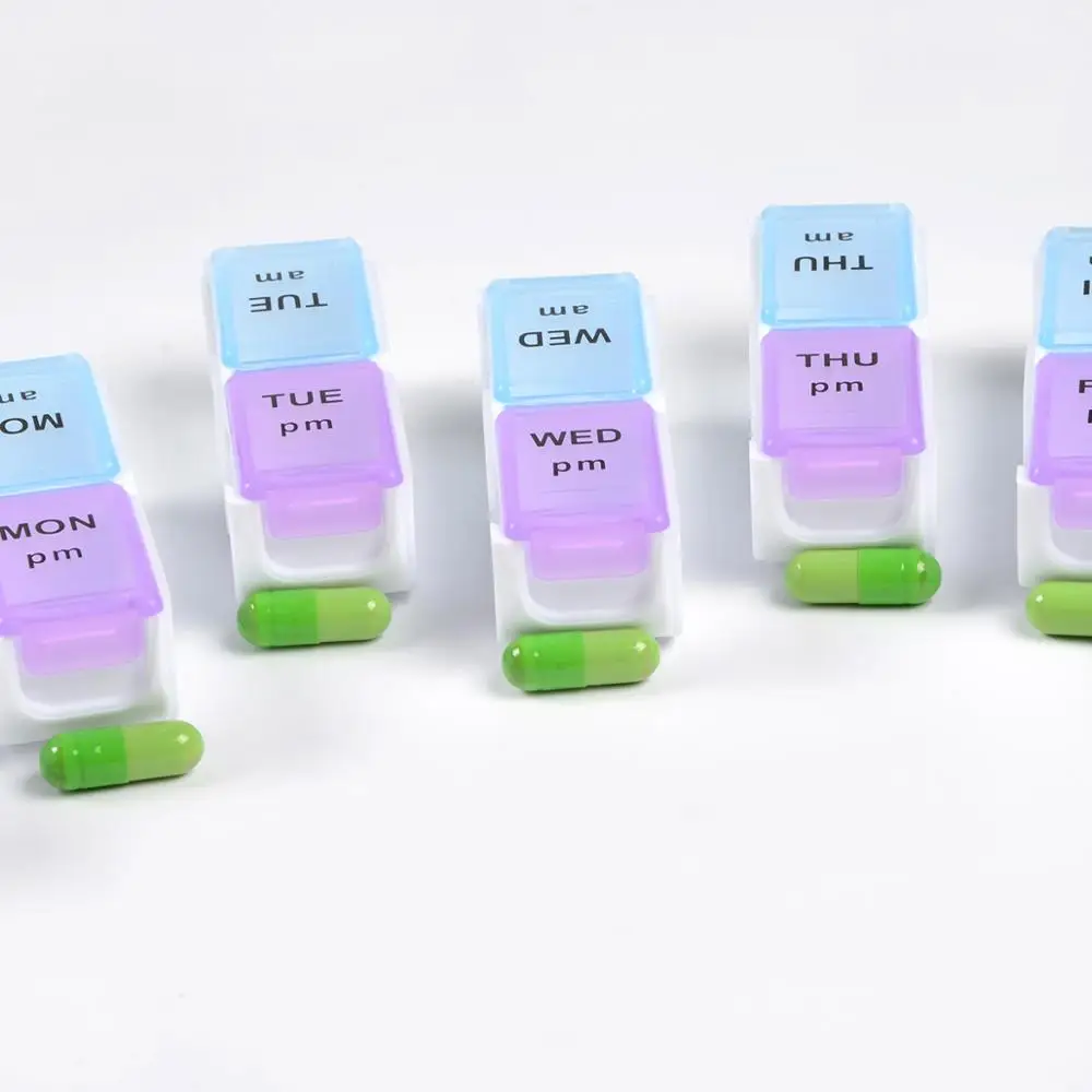 7 Days Promotional Plastic Pill Medicine Storage Box Container with 14 Cases