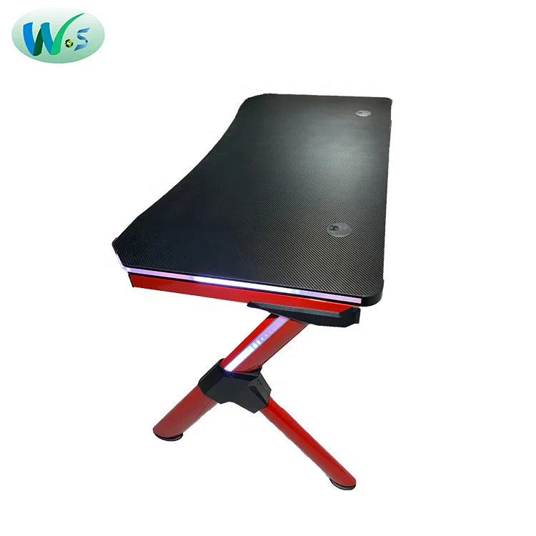 WSE4008 High quality selling Black carbon fiber grainpc table carbon fiber texture gaming desk with RGB  lights