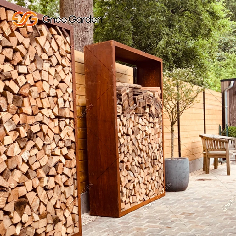 Custom Made Fireplace Corten Steel Bbq With Wood Storage