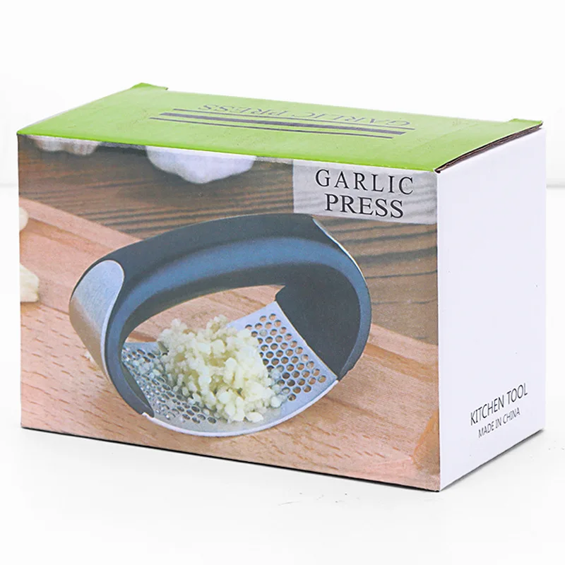 Hot 3-in-1 Arc-Shaped Kitchen Tool Stainless Steel Garlic Press Peeler Crusher Grinder with Plastic Handle for Fruit Vegetables