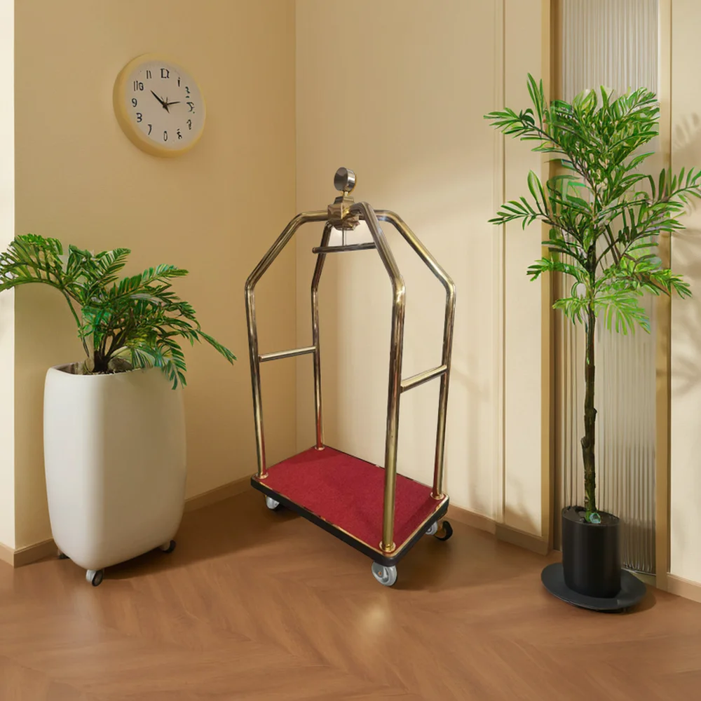 Hospitality Supplies Golden Steel Bird Cage Luggage Carrier Trolley Hotel Bellman Crown Luggage Cart