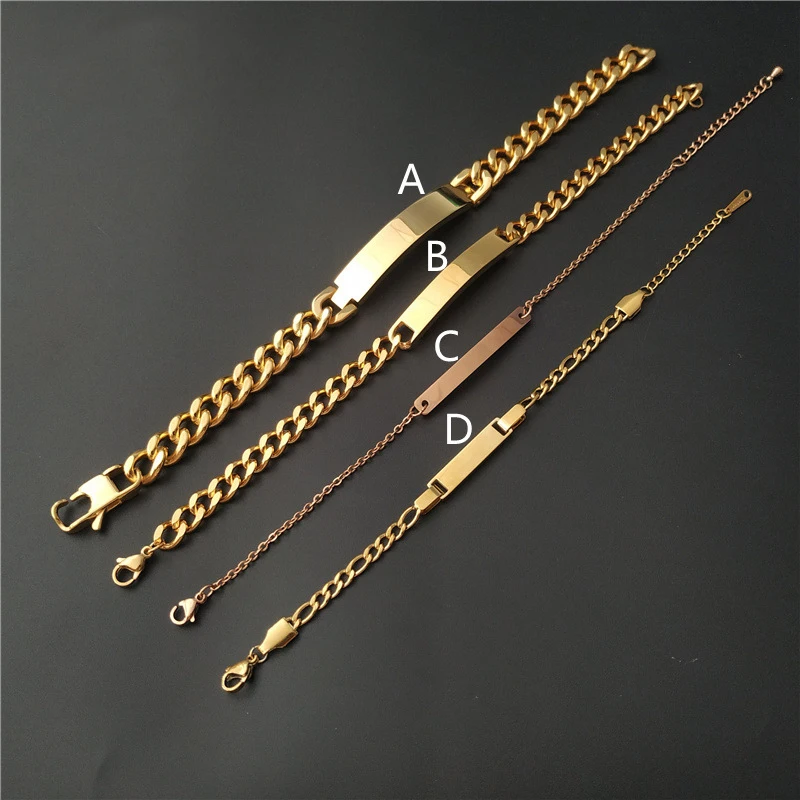 Customized Fashion Stainless Steel Bracelet Diy Lettering Niche Design Sense Cuban Chain Baby Bracelet