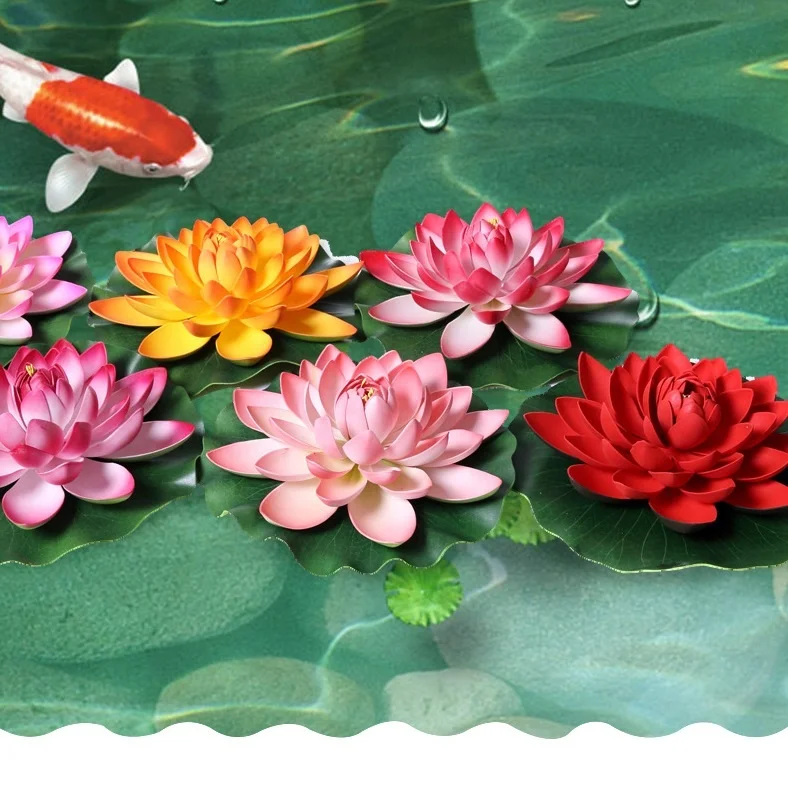EVA Floating Lotus Artificial plastic Decoration Flower Water Lily Garden Pool pond Fishpond Plant Flower