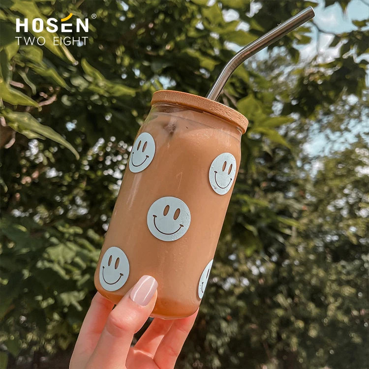 Оптовая продажа изготовленным на заказ логосом 12oz 16oz с бамбуковой крышкой с трубочкой, пивная банка путешествия прямые пивные бокалы чашка соды может формировать из стекла