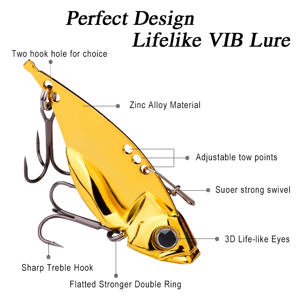 Metal Blade Baits for Bass Fishing Lures Hard Metal VIB Spoons Crankbaits Swimbait for Trout Walleye Crappie Saltwater