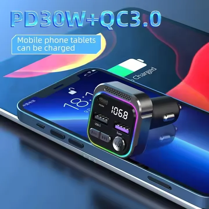 Быстрая зарядка PD30W 3D стереоскопический автомобильный MP3-плеер FM-передатчик новый порт Type-C автомобильное радио Bluetooth с высоким качеством звука