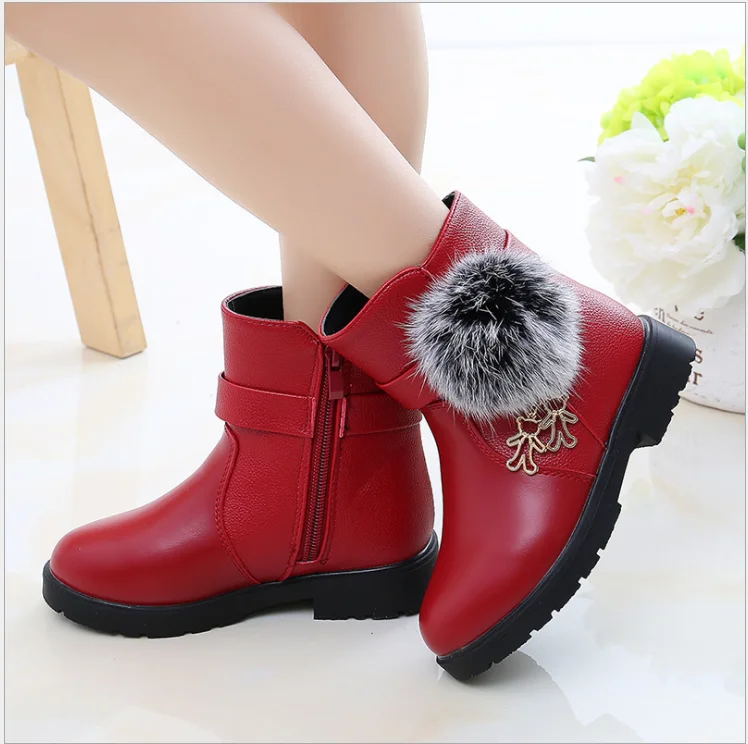  B688 Wholesale kids designer short boots children dress fancy little girl princess velvet warm