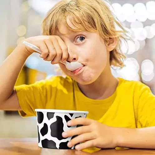 Custom Logo Printed 4oz 5oz Disposable Icecream Gelato Paper Cup Paper Snack Bowl With Cup