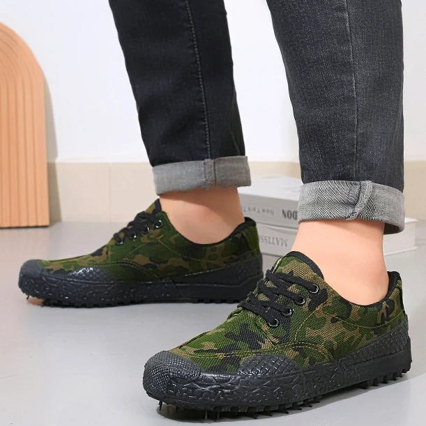 Wholesale High Quality Canvas Camouflage Shoes Anti Slip Labor Protection Wear-Resistant Nail Proof Safety Industrial Work Shoes