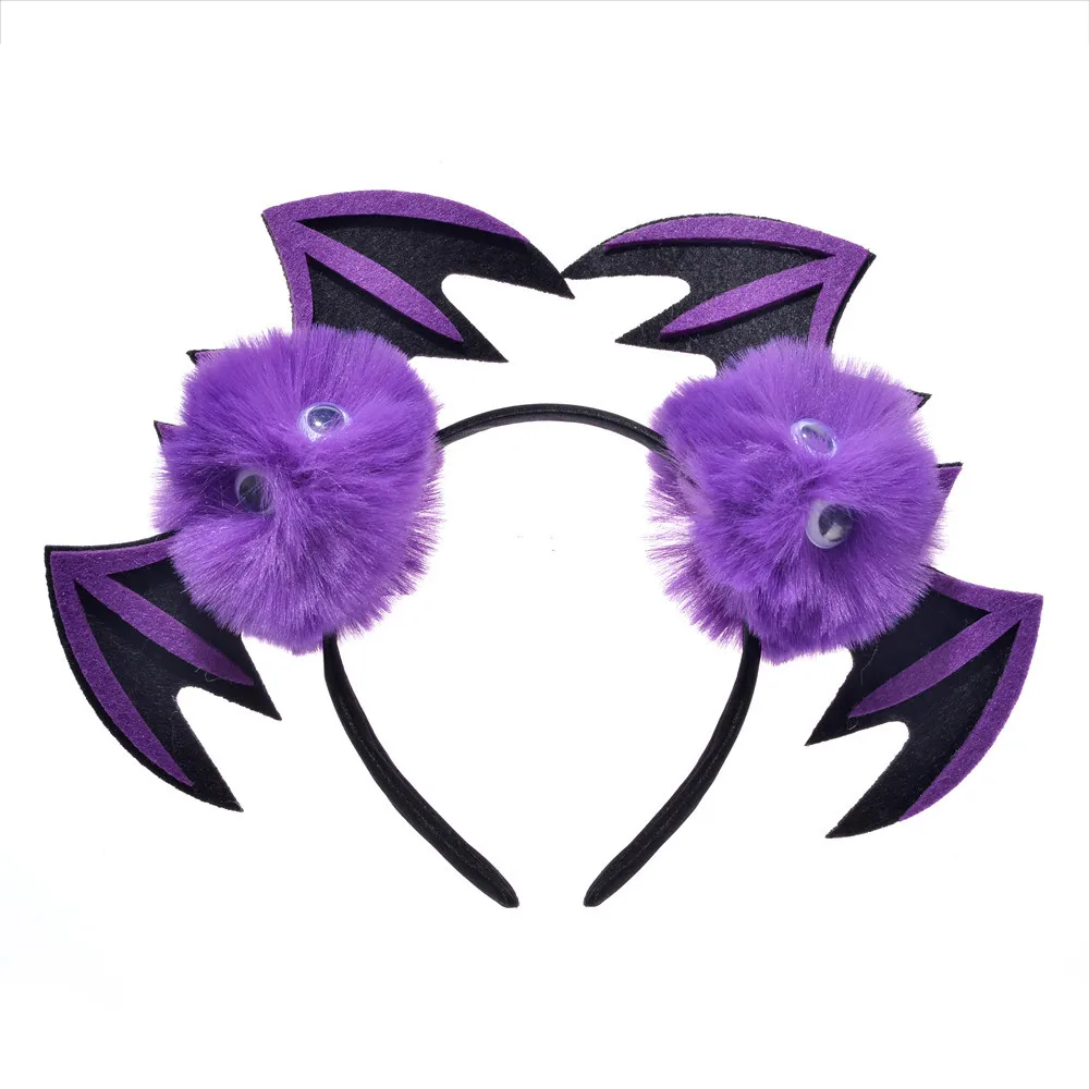 Halloween Felt cloth Headband with fur Dark Demon Bat Wings Halloween Decoration Halloween hair accessory