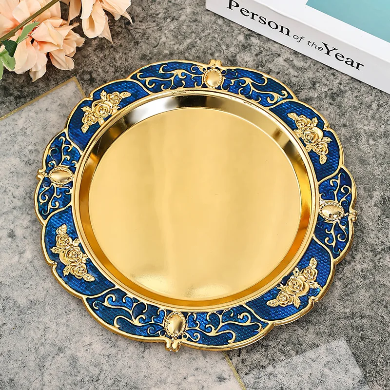 Eastern Style Metal Luxury Decorative Plate Snack Cake Dessert Tray Arab Charger Plate home restaurant dessert plate fruit dish