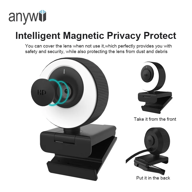 Anywii 60fps Webcam 1080p Autofocus Streaming Web Camera Living Stream Camera With Mics&privacy Cover For Tiktok/youtube