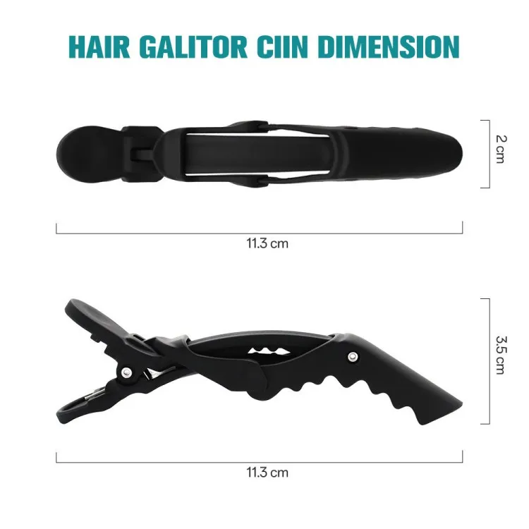 Hot Sale Custom Logo Matte Carbon Crocodile Clips Anti Hair Salon Hair Styling Black Matte Alligator Clip
