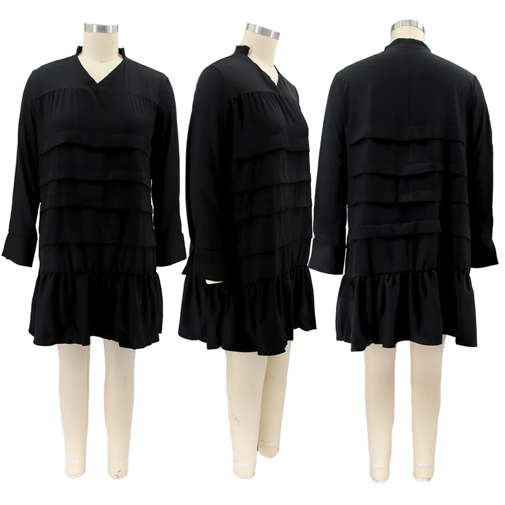 E-PP071 New Arrive Spring Fall Long Sleeve Fat Woman Clothing White Plus Size 5XL Woman Dress