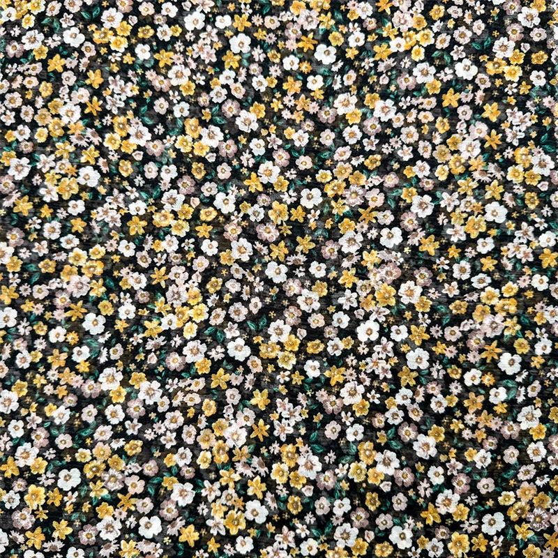 Wedtex Fabric Factory Custom Oil Painting Style Small Floral Print Polyester Chiffon Fabric for Camisole Dress