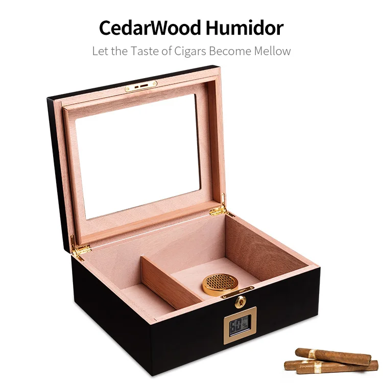 L  Cedar wooden cigar box with hygrometer humidifier humidor custom cigar boxes with logo packaging cigar boxes for stores