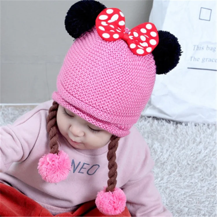 
Korean Baby Bow Hat Autumn And Winter Warm Wool Knit Hat 