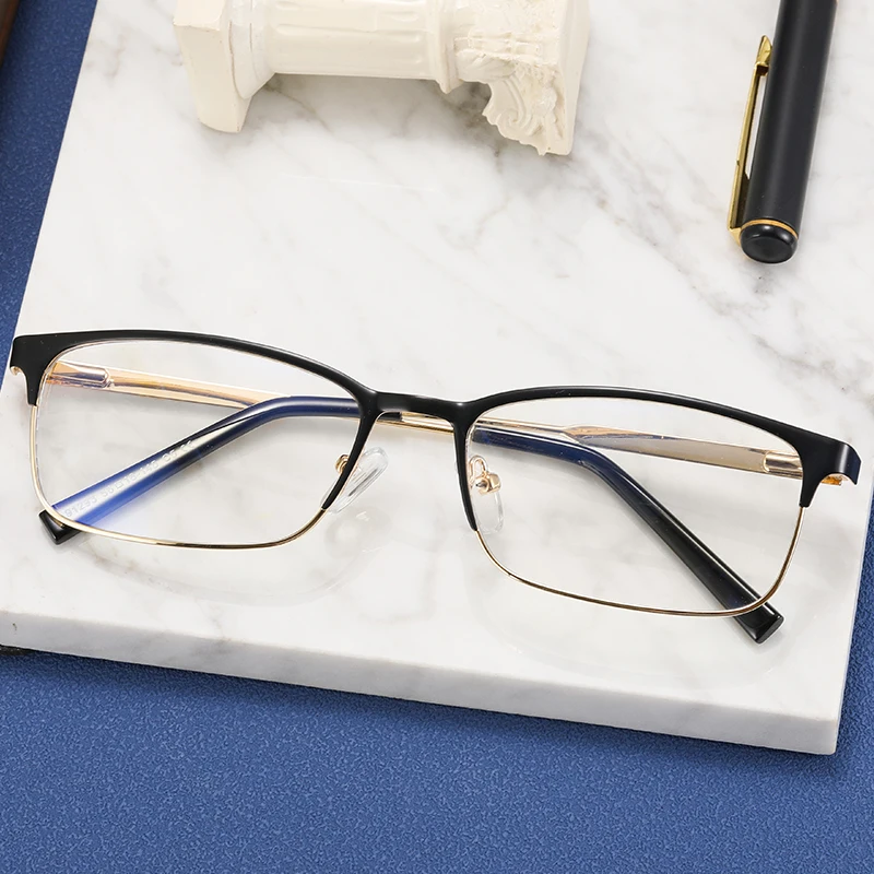 Mike Optical High Quality Metal Glasses Men Square Anti Blue Light Eyeglasses Frames 2023 Non-Prescription Eyewear 91293