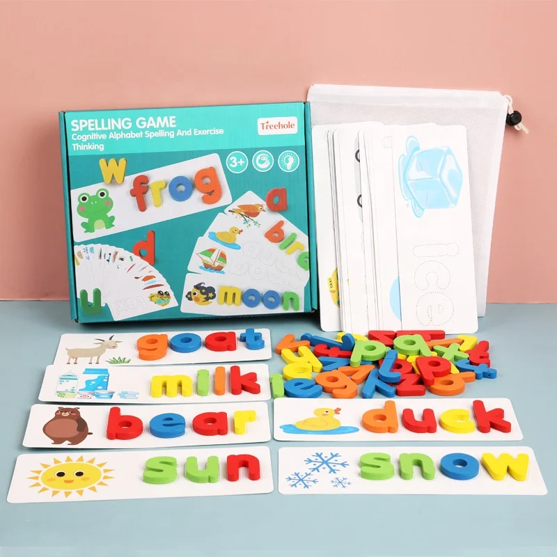 Hot Wholesale Wood Kids Alphabet Learning Educational Toy ABC Matching Word Letter Toys Game