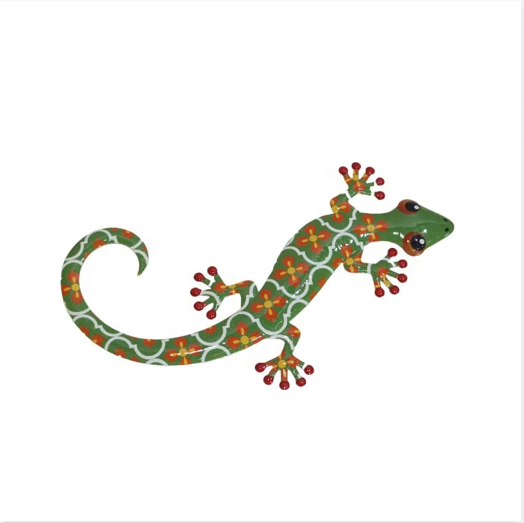 Iron Art Gecko Ornaments Metal Lizard Art Sculpture Wall Fence Hanging Decor