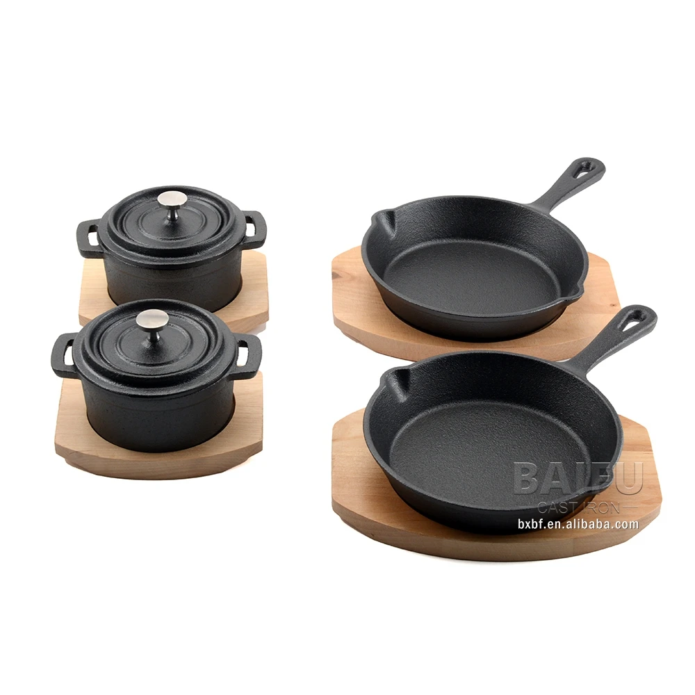 Pre-seasoned Cast Iron Gartin Dish Mini Skillet Ramekin Set Oven Safe Mini Skillets Bakeware Bowls Casserole Pots Mini Server