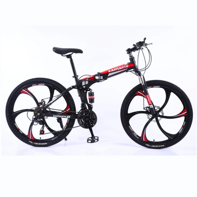 Wholesale 26inch Foldable Mountain Bike Carbon Steel Frame 21 Speed Dual Disc Brake Suspension Front Fork