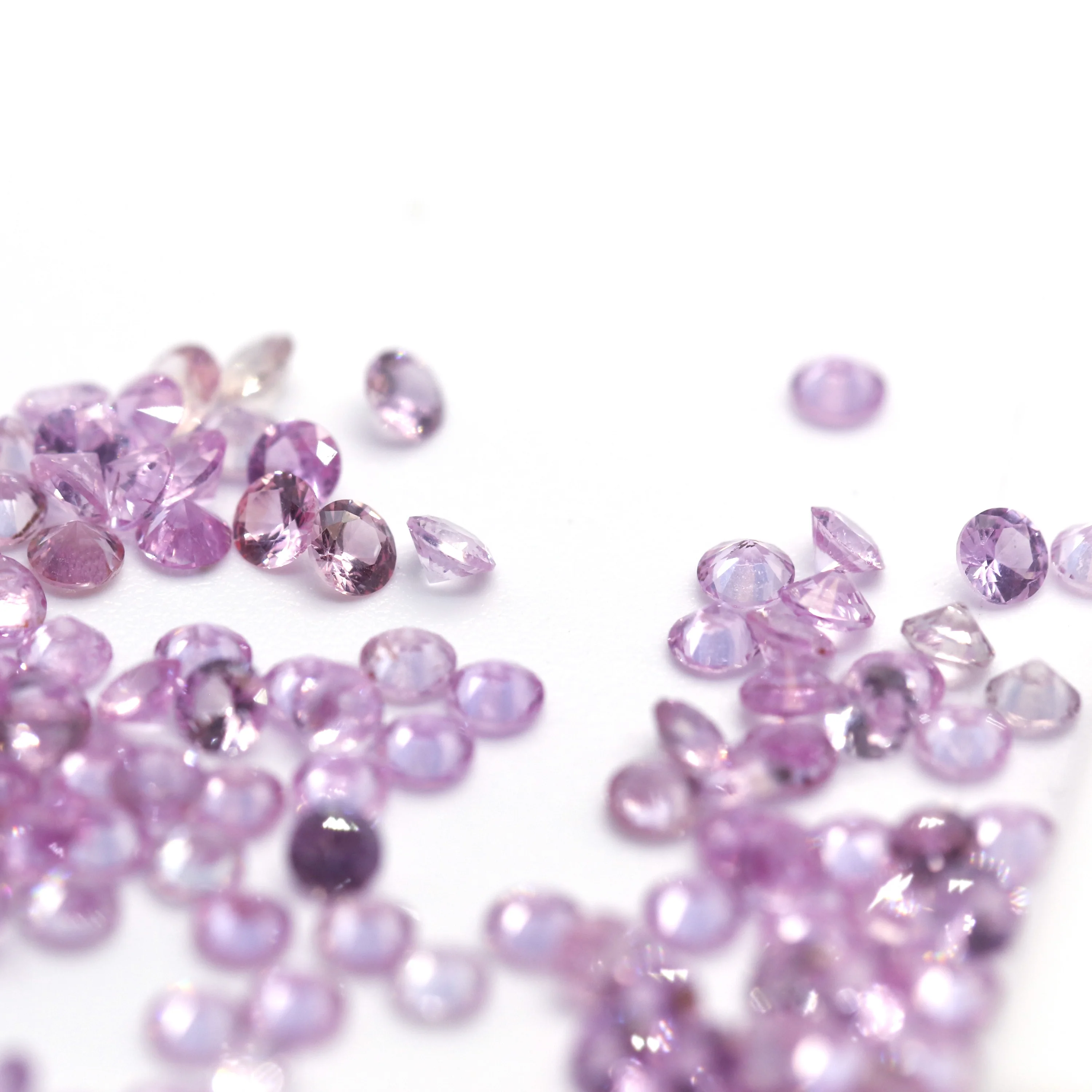 machine diamond cut round shape natural pink sapphire  gemstone for jewelry making