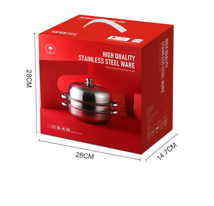 
Thickened Stainless Steel Steamer Suit Double-Layer Three-Layer Multi-Purpose Soup Steamer Steamed Hot Pot Practical Gift Pot 