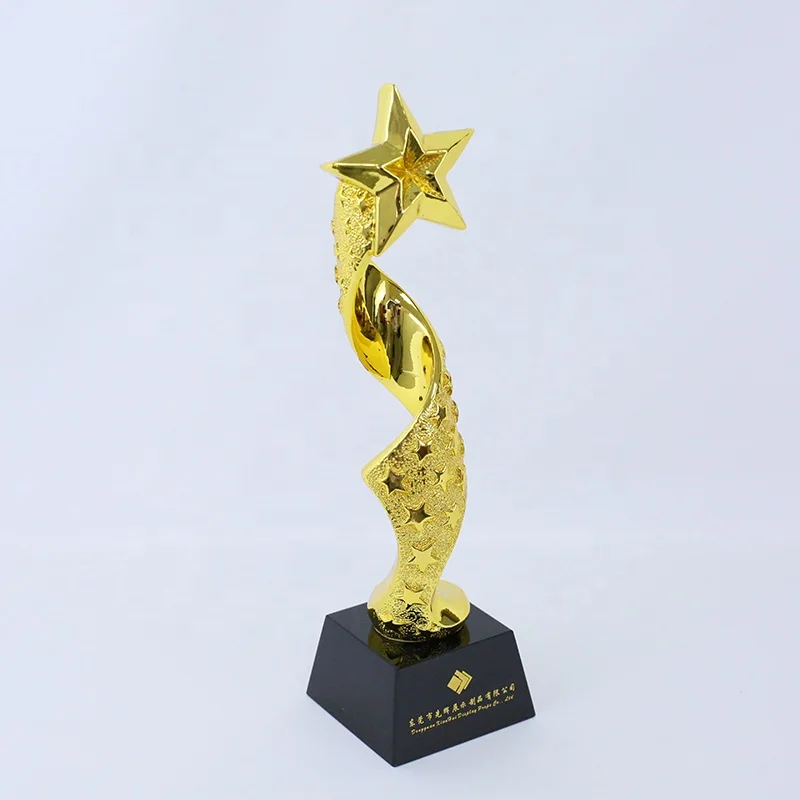 High End Custom Resin Crystal Star Trophy Electroplated Metal Gold Crystalstar Awards For Annual Meetings Gifts Souvenir Gift