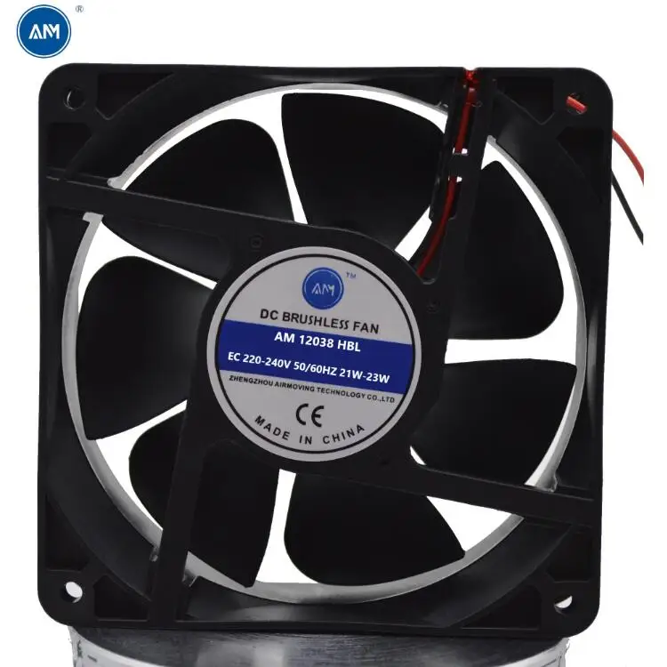 high speed and high air flow AC Fan, high quality 120x120x38mm 110-240v 12038 EC Fan