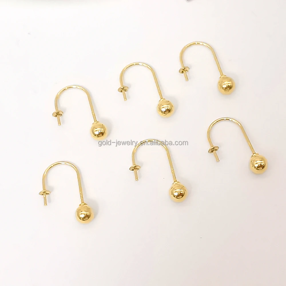 Gold 18K Jewelry Mountings For Pearl Earring Findings Wholesaler