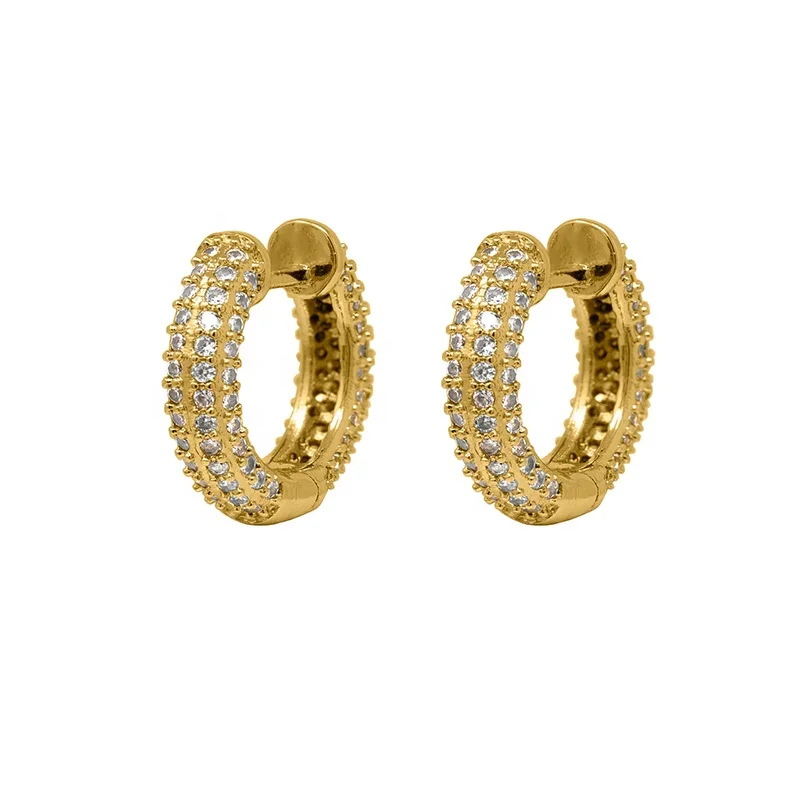 Milskye fine 925 sterling silver allergy prevention elegant 18k gold plated veneer cubic zirconia small hoop gold hold earrings