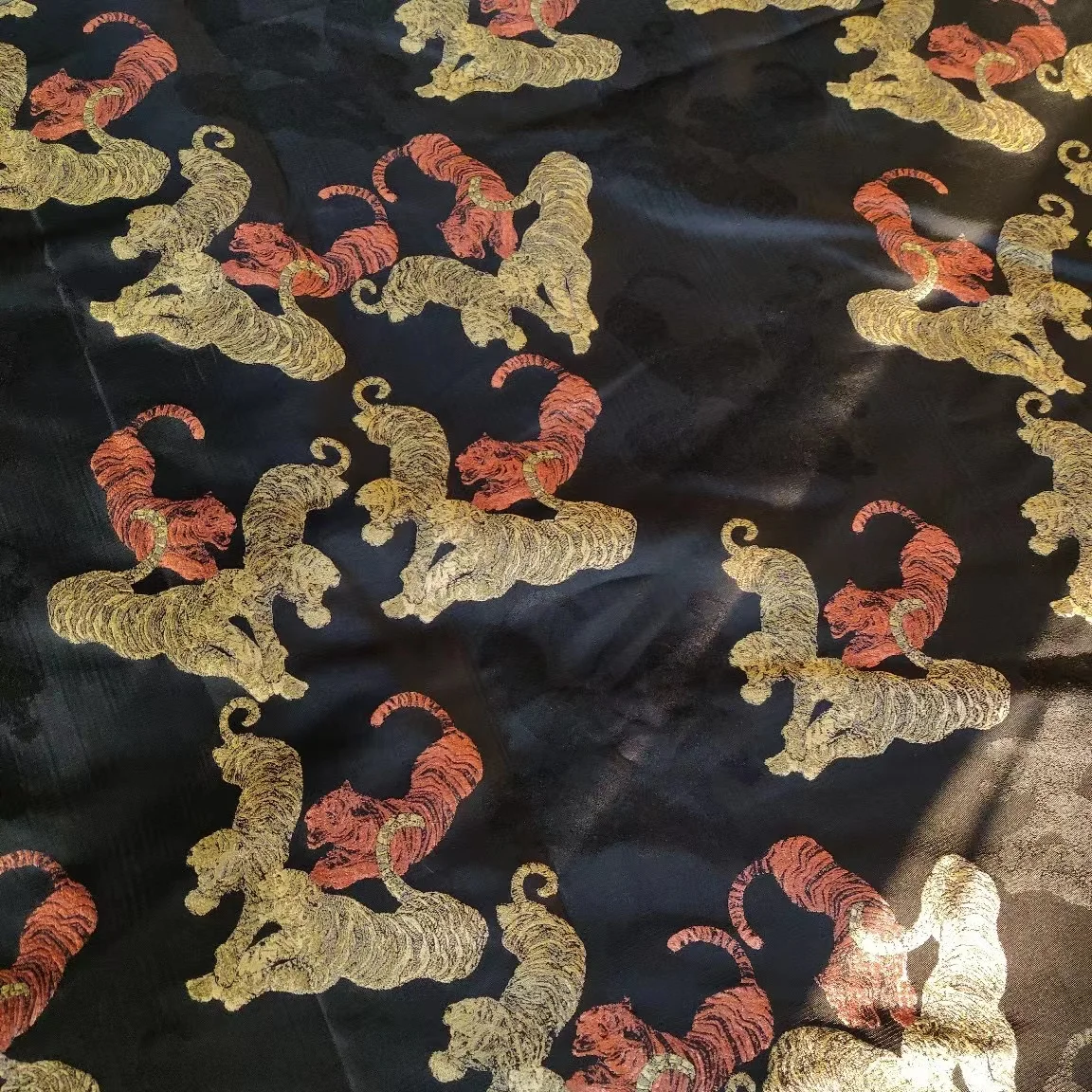 100% polyester tiger  pattern woven fabric multi colors for choice for women jacquard brocade fabric for women dress