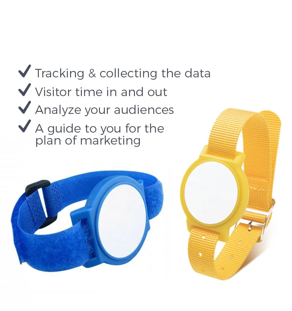 CMRFID 125Khz/13.56Mhz custom RFID IC ID active tag tickets Wrist Bands Nfc Stretch Bracelet Rfid woven nylon Wristband