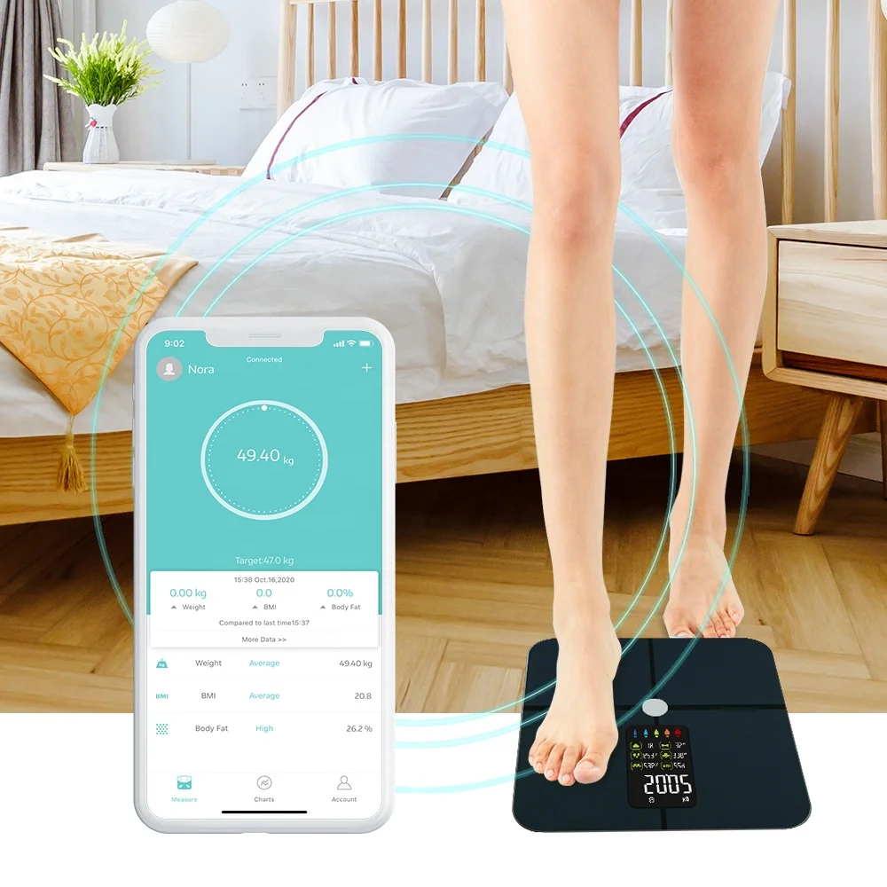 USB зарядка питания умные весы с бесплатным приложением fitday взвешивания Smart Digital жировых отложений измерительная шкала
