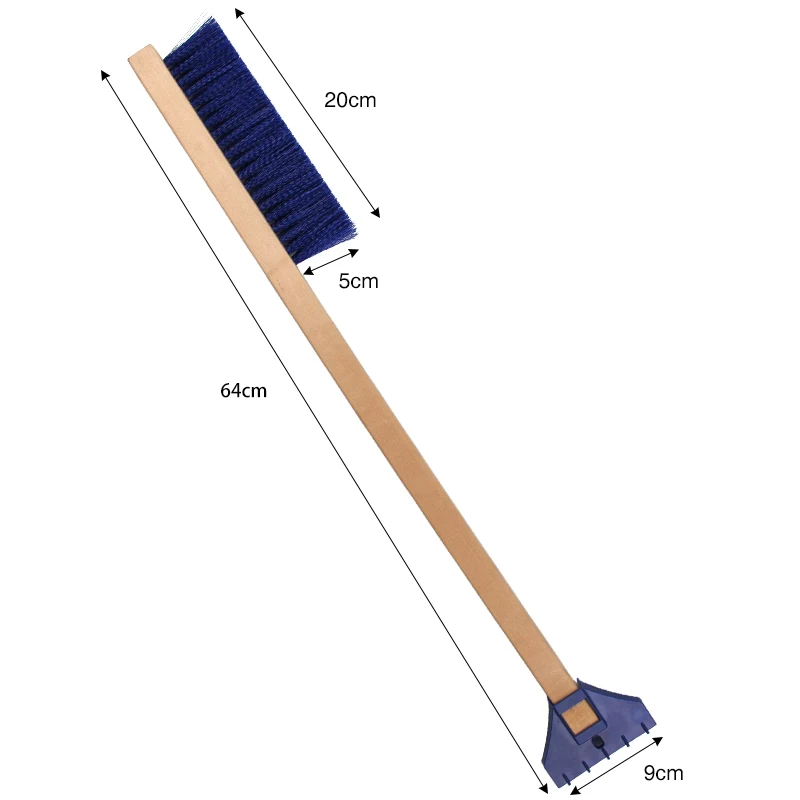 car cleaning snow removal tool  wooden handle snow brush with ice scraper