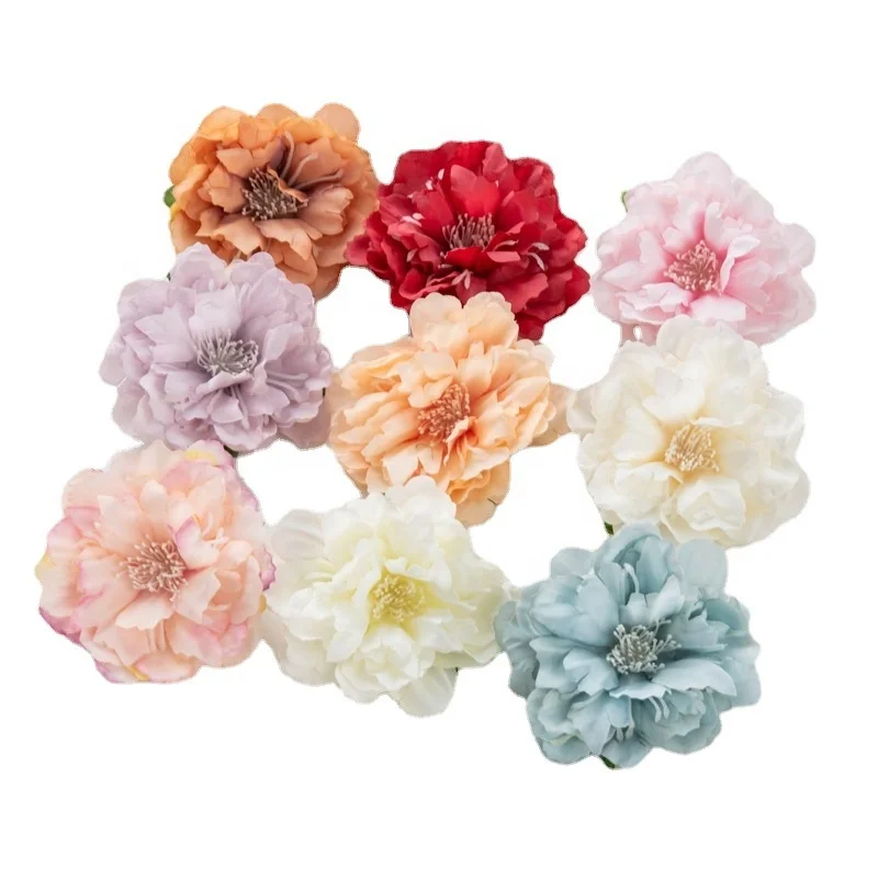 Dia 7 cm artificial peony flower heads for DIY head decoration