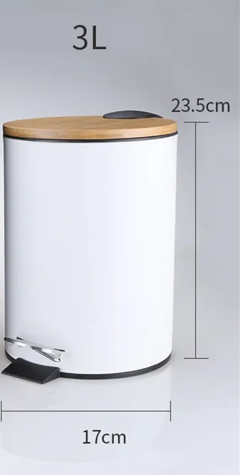 Household Trash Can Living Rome Lid Press Trash Bin 3L High-foot Wood Grain Waste Bins