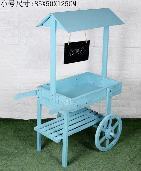 Street Stall Retro Solid Wood Float Flower Rack  Shop Decoration Display Rack Multi-Functional Retro Cart home garden decor