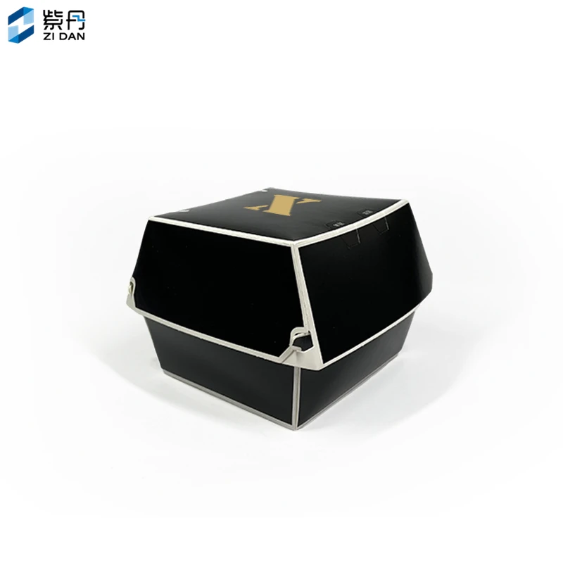 Double Coated Mcdonald Golden Fried Wholesale Catering Black Burger Box Manual