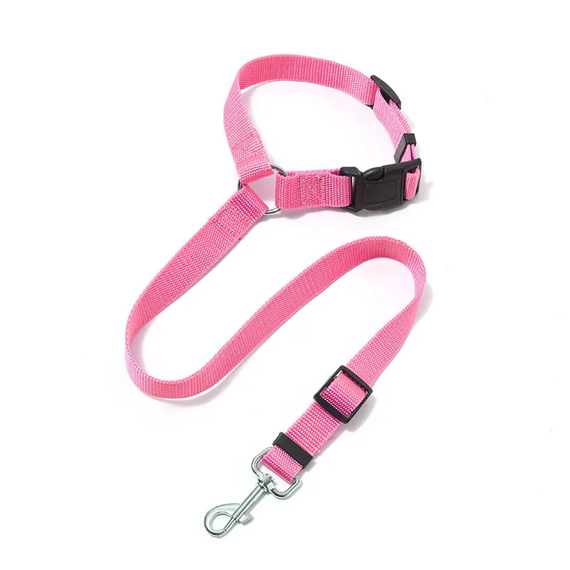 Wholesale Adjustable Nylon Rope Safety Belt for Dogs Solid Color Pet Car Seat Belt Walking Dog Leash
