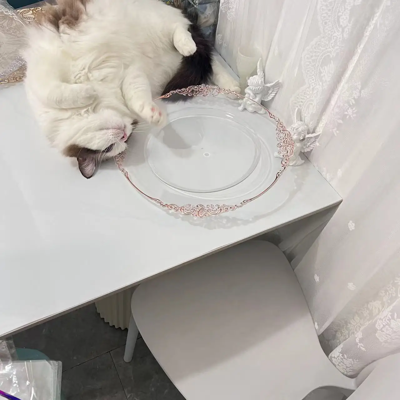 Wholesale Plastic Gold Clear wedding underplates rose gold Round Reusable Plastic dinner plate for Wedding