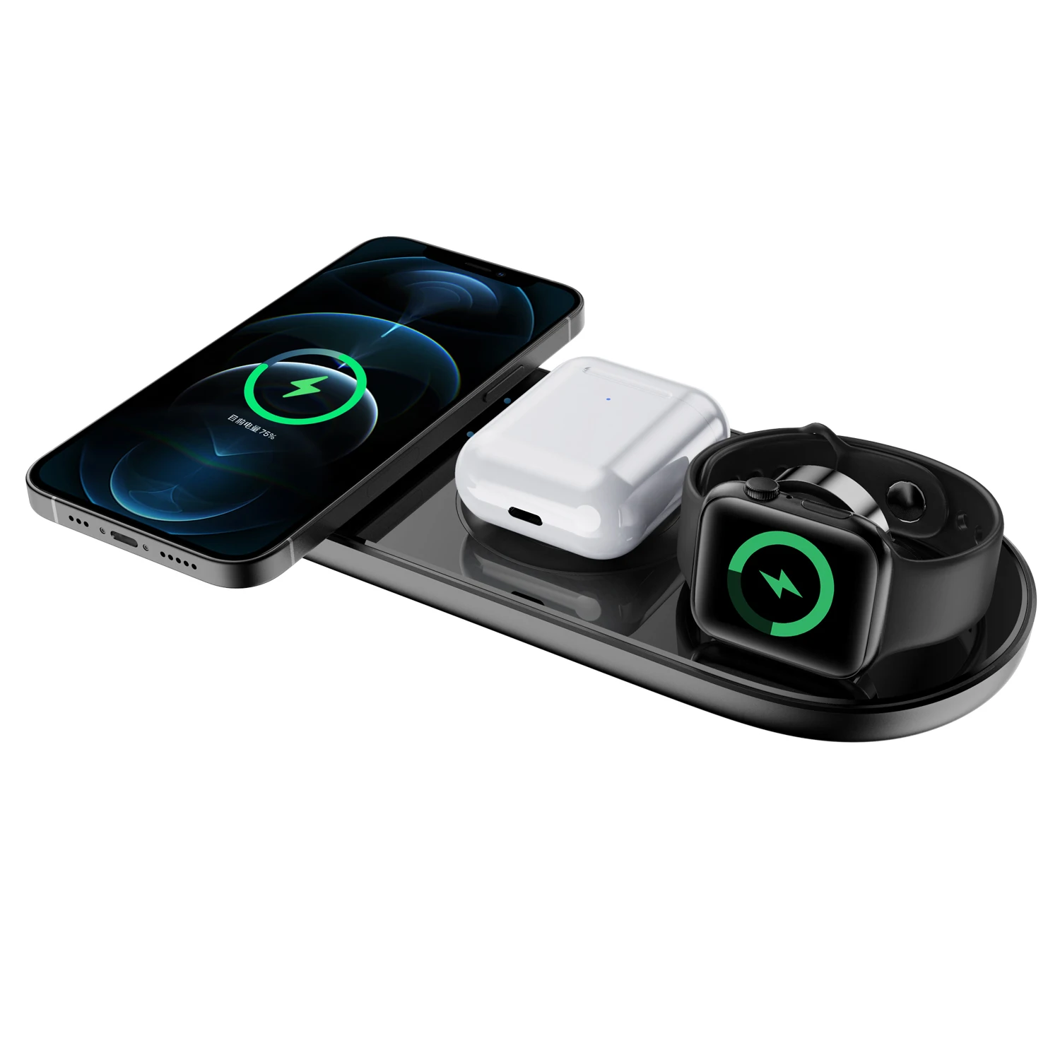  Лидер продаж беспроводное зарядное устройство 5 в 1 для iPhone Samsung мобильного телефона iWatch наушников типа C Qi 15 Вт быстрая зарядная