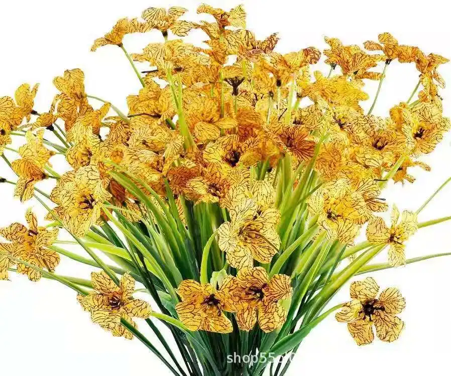 Spring Decoration UV Resistant Faux Outdoor Plastic Greenery Shrubs Plants 12 Bundles Artificial Flowers for Outdoor Decoration