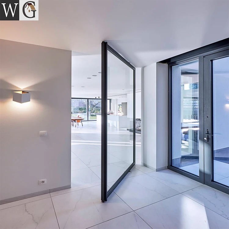 Modern house glass main entrance heavy duty aluminum pivot door design