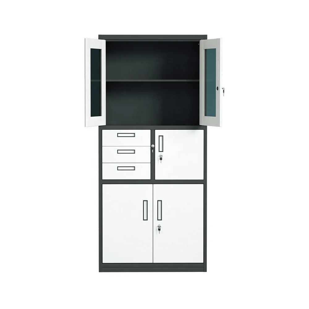Steel filing cabinet with drawer and safe box metal cupboard office file storage cabinet